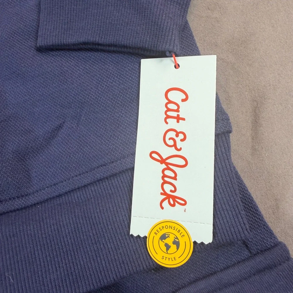 Cat & Jack Toddler Boys 2pc Cargo Sweatshirt and Jogger Set Navy Blue 4T NEW
